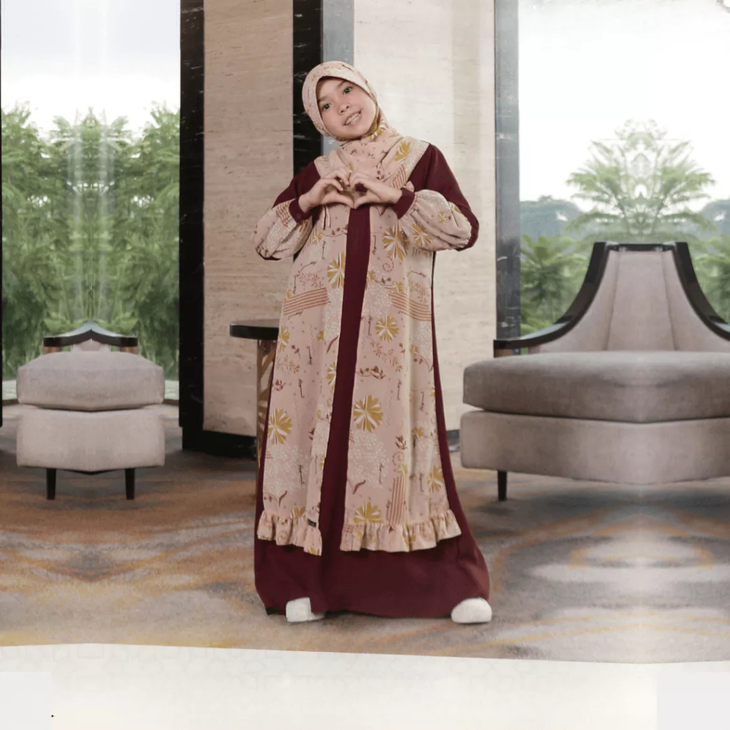 [BACA DESKRIPSI] [GRADE B SALE] Gamis Anak Set Hijab Kagumi Kids 121 Mango Toast Grade B