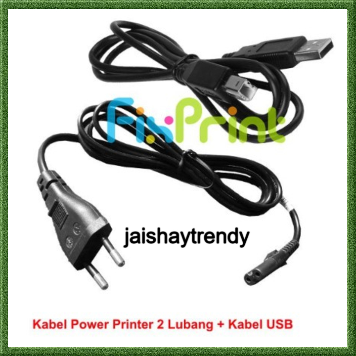 Baru Kabel Power Printer Canon HP Epson 2 Lubang & Kabel USB Computer L120 L310 L360