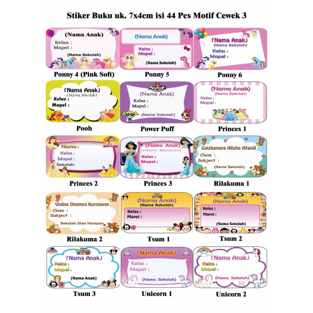

Stiker buku Motif Cewek 3 uk.7x4/Label Buku/Stiker Nama Buku/Label Nama Buku/Stiker Mapel untuk Anak Sekolah