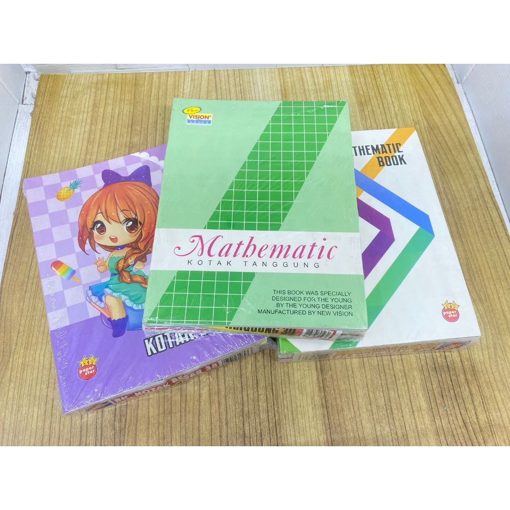 

BUKU TULIS KOTAK BESAR MATEMATIKA 38 LEMBAR pack/ISI 10 BUKU VISION & Paper Star Karakter