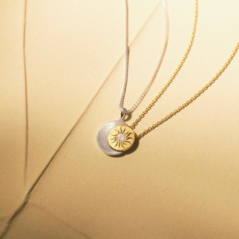 IV FINERY - Solar Lunar Couple Necklace - Kalung Couple Silver