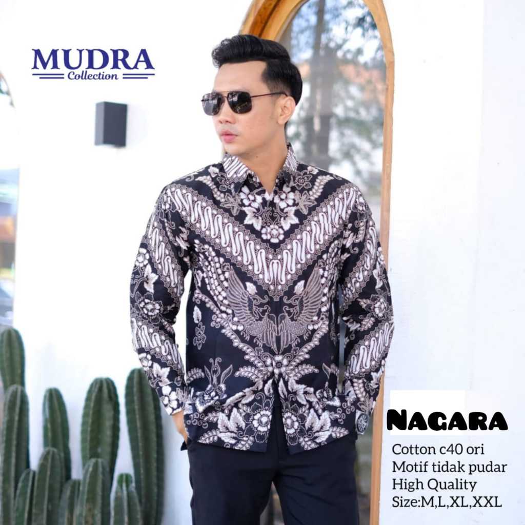 Batik Mudra Collection / Batik Pria Lengan Panjang / Batik Terbaru / Nagara / Mudra Hijab