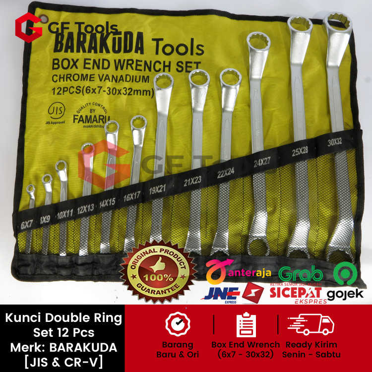 Kunci Double Ring 6-32mm Alat Perkakas Tools Kunci Ring lengkap Set 12 pcs 6x7 - 30x32 mm TEK Double