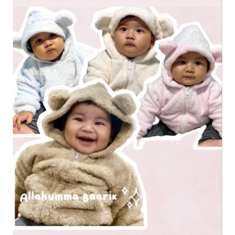 Hoodie Anak Bulu Sherpa Anak Kuping Gemoy