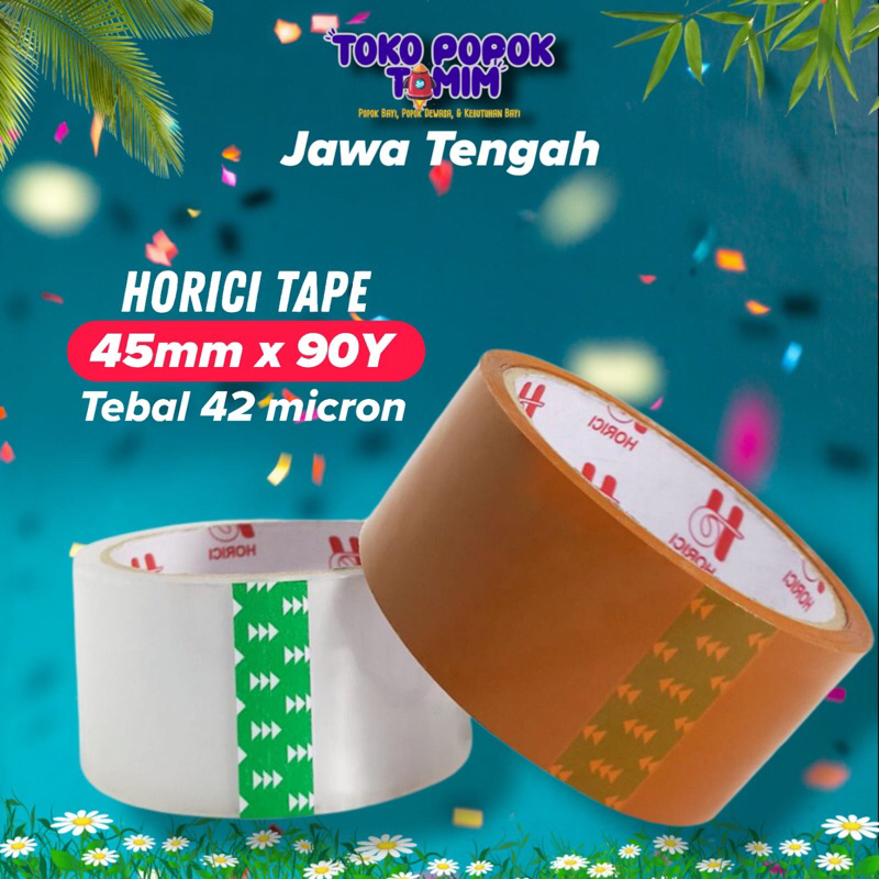 

HORICI 42Mic 45MM×90Y OPP Tape Murah Super Clear Isolasi Tape Lakban Tape Bening dan Coklat