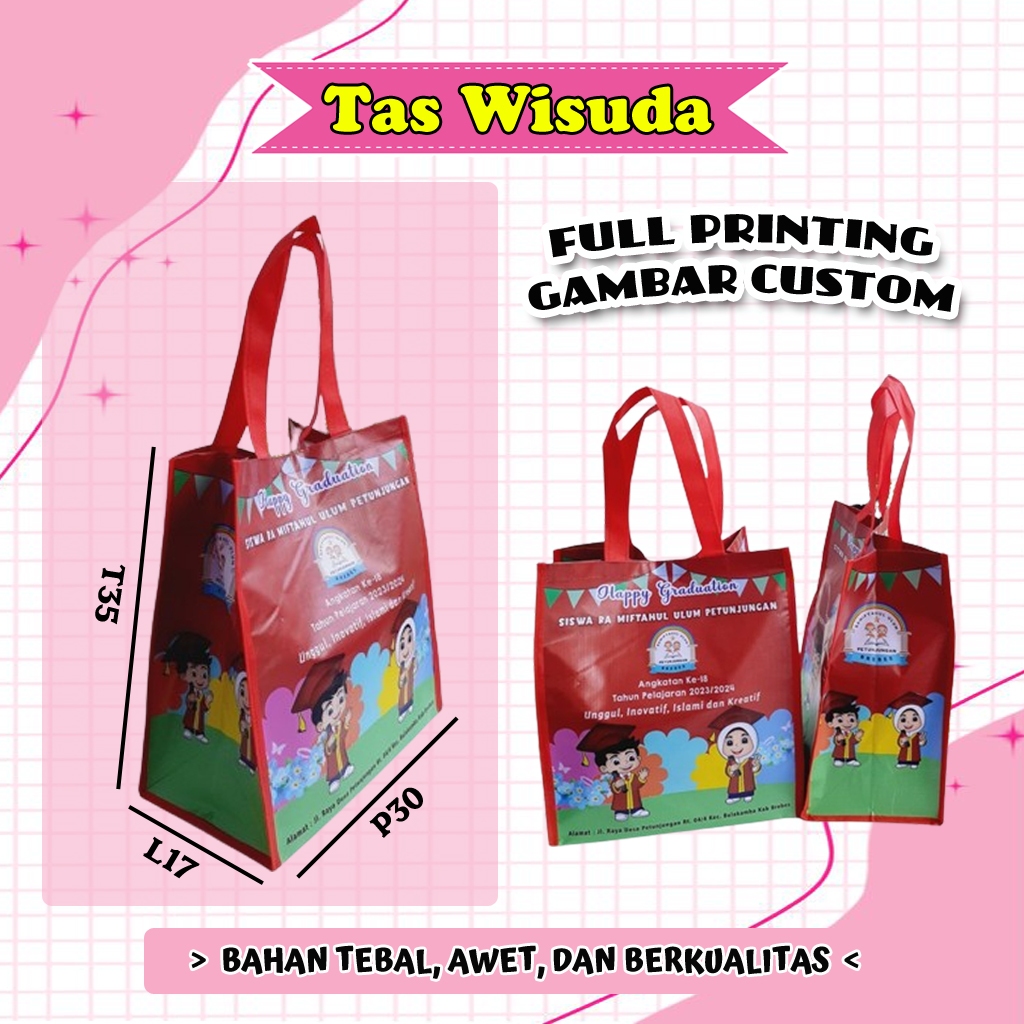 

Tas Wisuda anak Graduation sekolah full printing Gambar Custom