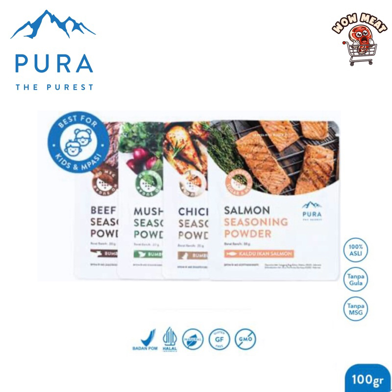 

Pura Kaldu Asli | 4 Bumbu Kaldu Ayam Kampung, Sapi, Jamur & Salmon (20 gr) - Seasoning Powder - Kaldu Mpasi