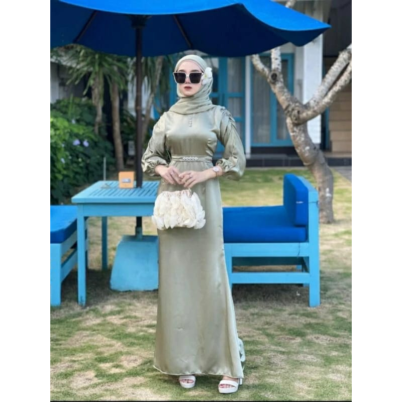 RANJANI DRESS SATIN SILK PREMIUM GAMIS POLOSAN TERBARU GAMIS WANITA DEWASA KEKINIAN