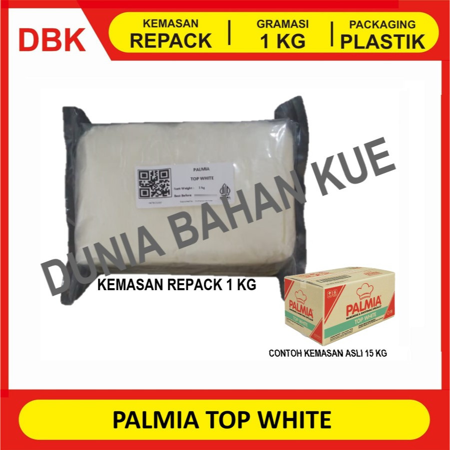 

PALMIA TOP WHITE MARGARINE & SHORTENING - REPACK 1 KG / MENTEGA PUTIH