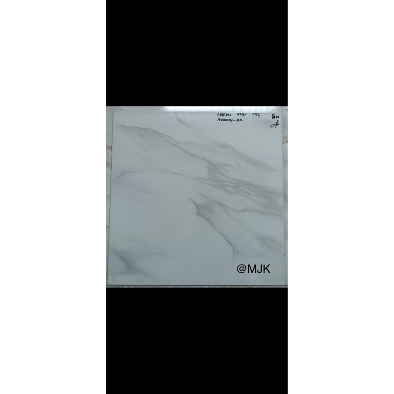 Keramik 50x50 Kilap MULIA ACCURA Amaro Grey Motif Putih Corak Abu Carrara