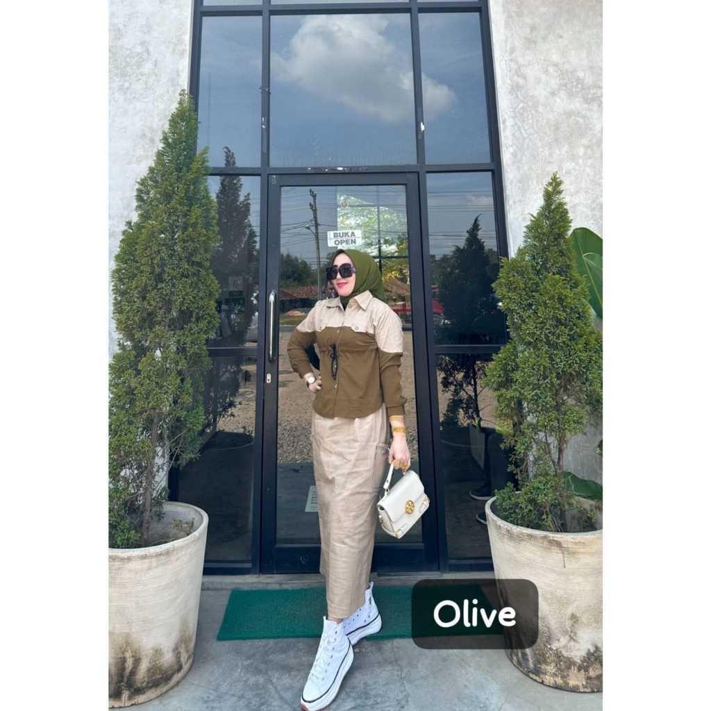OOTD CARGO SET ROK  SETELAN ROK ZAVIKA CRINKLE AIRFLOW LD 110 // SETELAN ROK WANITA KEKINIAN // ONES