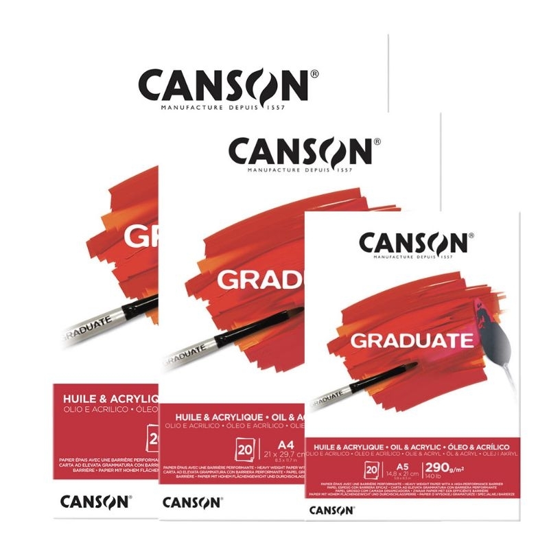 

Canson Graduate A5 A4 Oil & Acrylic Paper 20 Sheets 290 Gsm