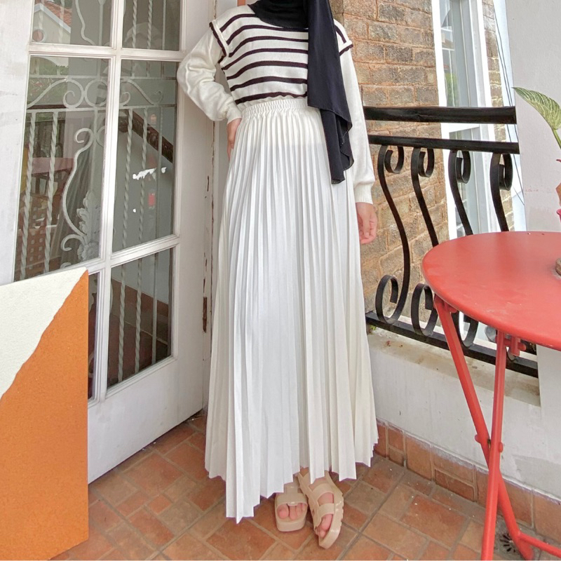 Plisket Skirt | Rok Plisket Bahan Kaos Tornado