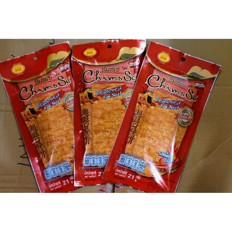 

Makanan Ringan CHIMS SE' Seasoned Fish Sheet HOT & SPICY 21GR