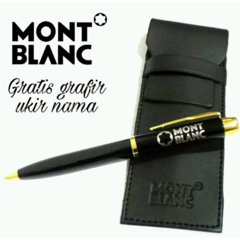 

Bollpoint Mewah MontBlanc Black Gold Clip Gratis Leather Pocket Pen & Grafir Nama