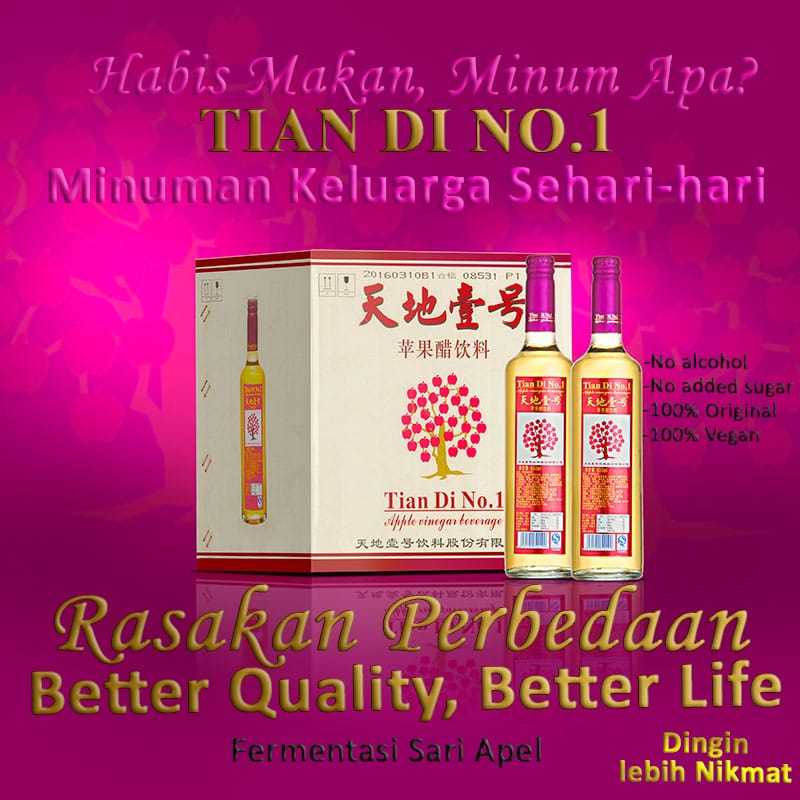 

Minuman cuka sari apel "Tian Di No.1" 12 pcs x 650 ml