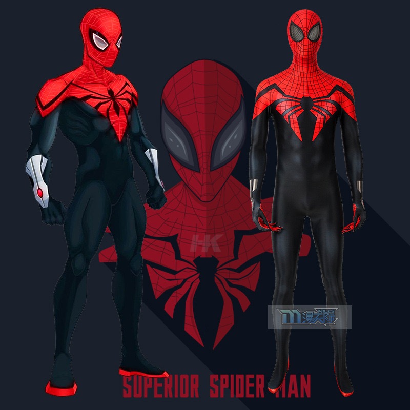 Marvel Superior Spider-Man Bodysuit Halloween Cosplay Suit Zentai Jumpsuit with Mask for Birthday Gi