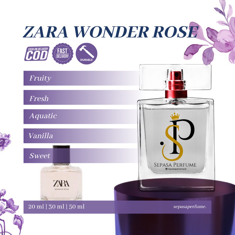 Parfum Wanita Cewek Zara Wonder Rose Tahan lama Eau De Perfume - EDP Minyak Wangi Perempuan