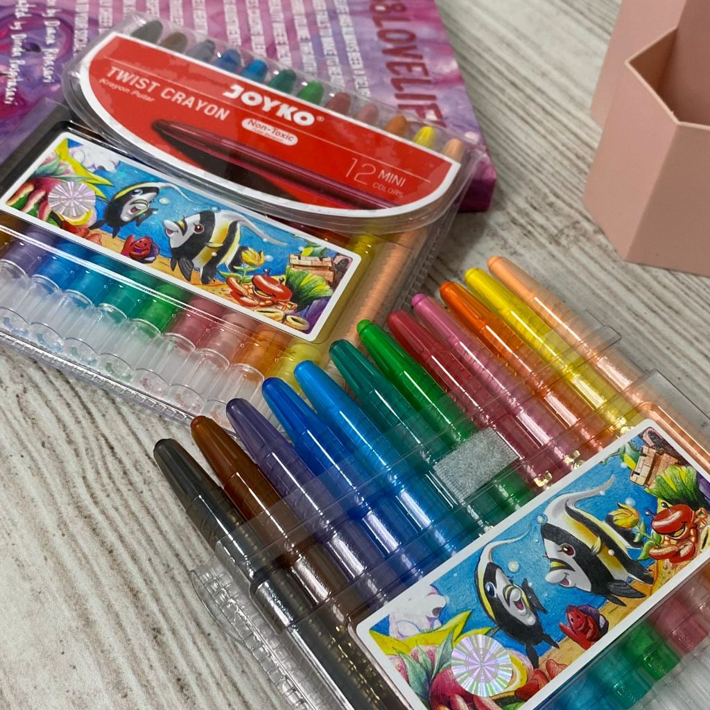 

KRAYON TWIST JOYKO MINI ISI 12 PCS & 24 PCS KR-1388 krayon joyko twish alat mewarnai perlengkapan menggambar anak