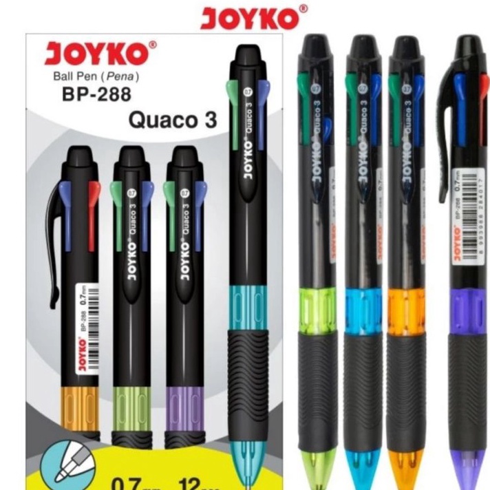 

Pulpen Joyko BP 288 Quaco 3 4 warna 1pak12pcs