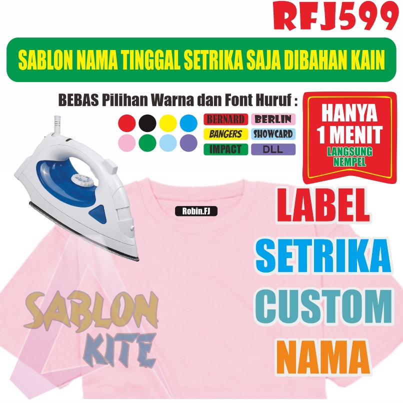 

Buruan pesan RFJ599 Sticker Nama Label Printing Kain kaos Sablon Setrika Isi 5pcs Gratis Custom Nama Bukan Bordir tapi Label DTF Bisa Ditempel