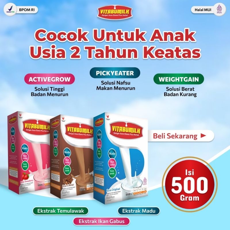 

vitabumilk/penambah berat badan/susu kambing plus herbal/500g