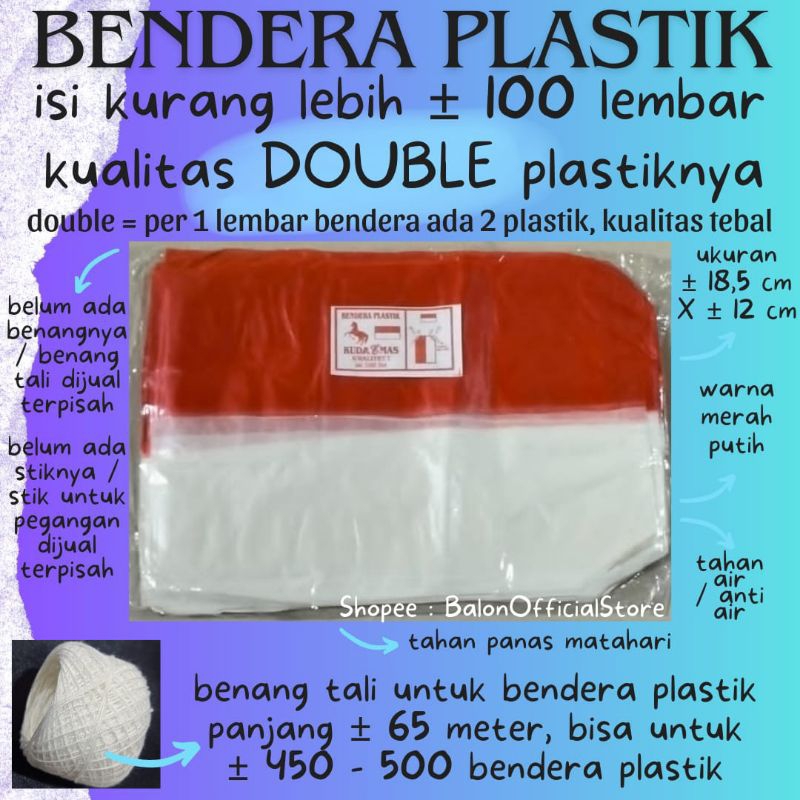 Dirgahayu Bendera bahan Plastik warna Merah Putih # Kuda emas gajah nusa indah naga mas bambu bunga 