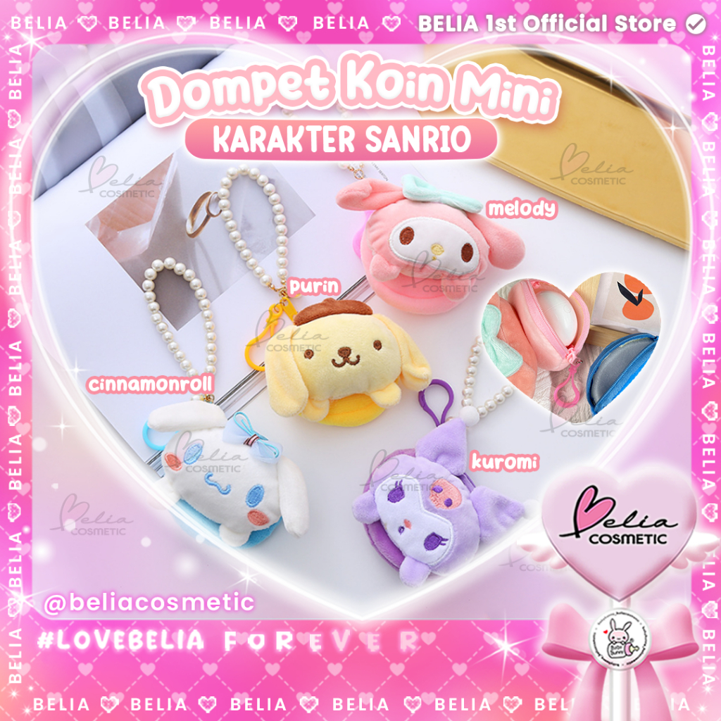❤ BELIA ❤ Dompet Koin Mini Sanrio | Coin Wallet Karakter Lucu | Dompet Kecil Fluffy Cute BACC