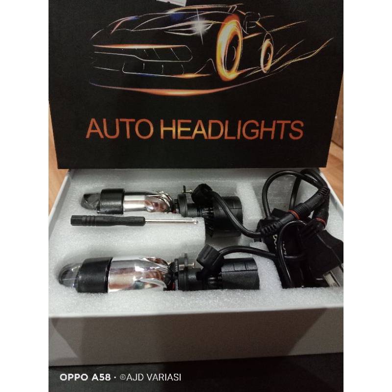 lampu headlamp  H4 mini lens proyektor mobil motor