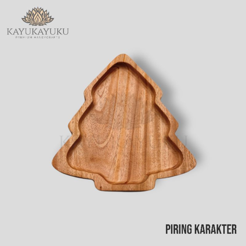 Piring Makan Anak / Piring Karakter Kayu Model Cemara