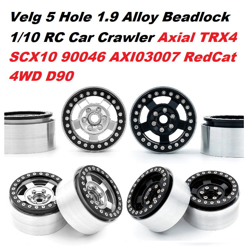 Velg 5 Hole 1.9 Inch Metal Alloy Beadlock 1/10 RC Car Crawler Axial SCX10 90046 AXI03007 TRX4 RedCat
