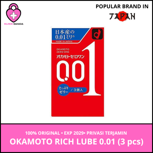 Kondom Okamoto 0.01 Rich Lubricants Import Jepang isi 3 - Condom 001 Extra Lube Japan