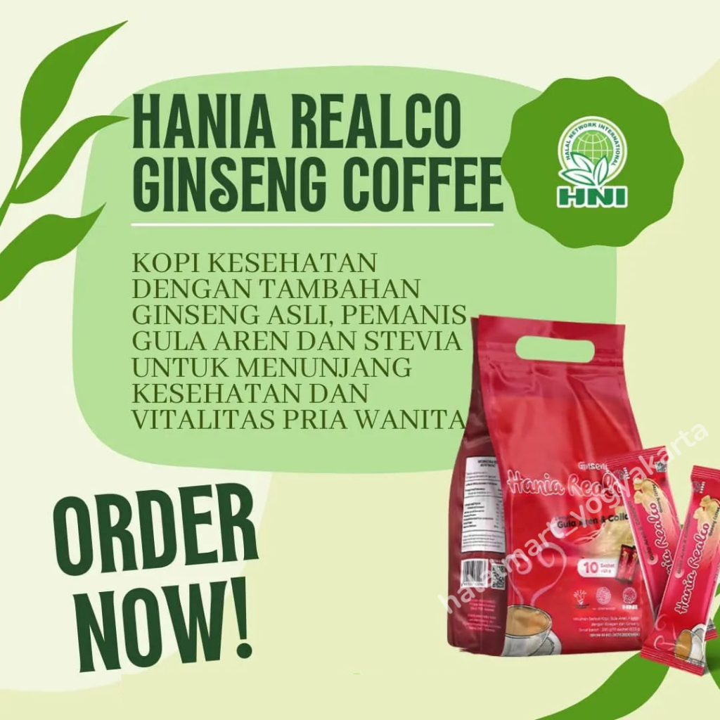 

MENINGKATKAN STAMINA, MEREDAKAN STRESS - KOPI HERBAL HANIA REALCO GINSENG COFFEE