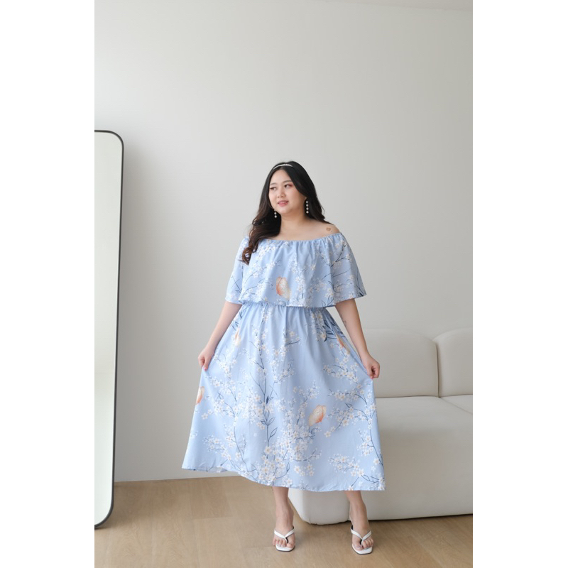 Baebasica - Leona Sabrina Dress Bigsize| Dress Wanita Jumbo I Dress Sabrina Bigsize I Dress Bangkok 