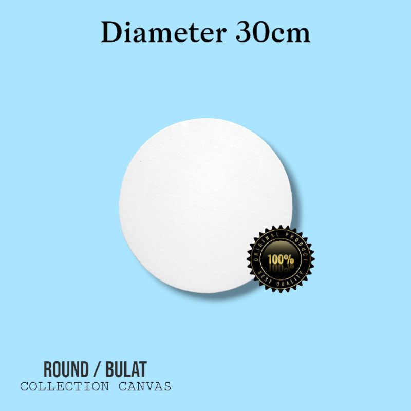 

canvas bulat kanvas lukis bulat/round polos diameter 30cm siap pakai + frame kayu