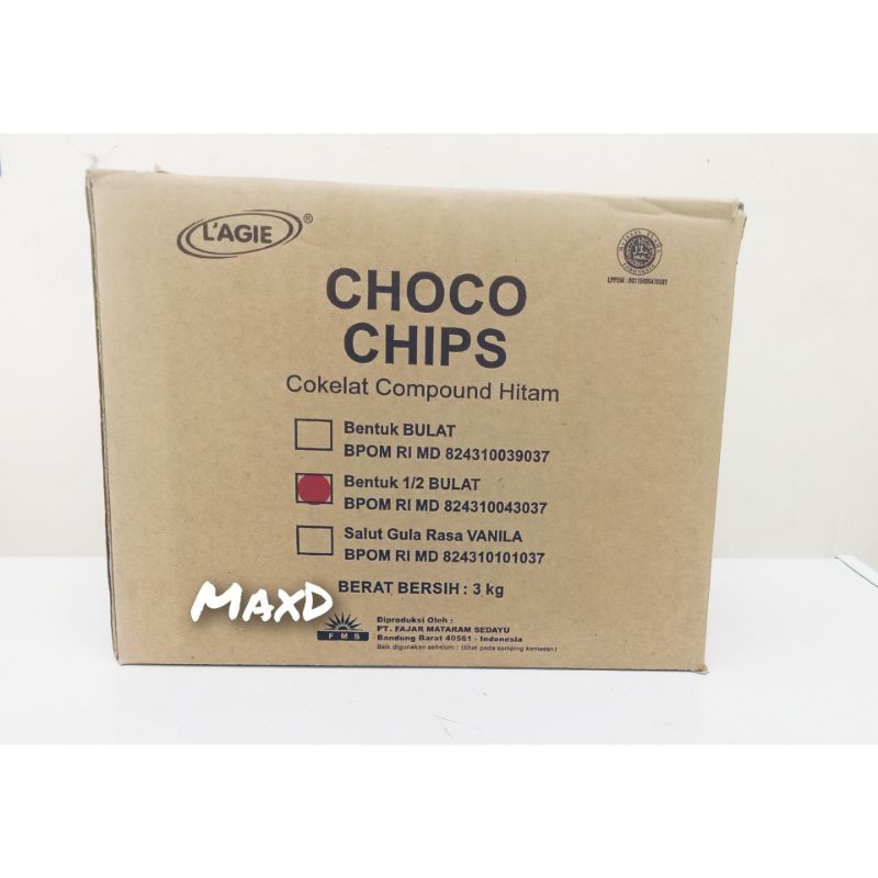

Lagie Choco Chips 1/2 Bulat Repack 100 gr
