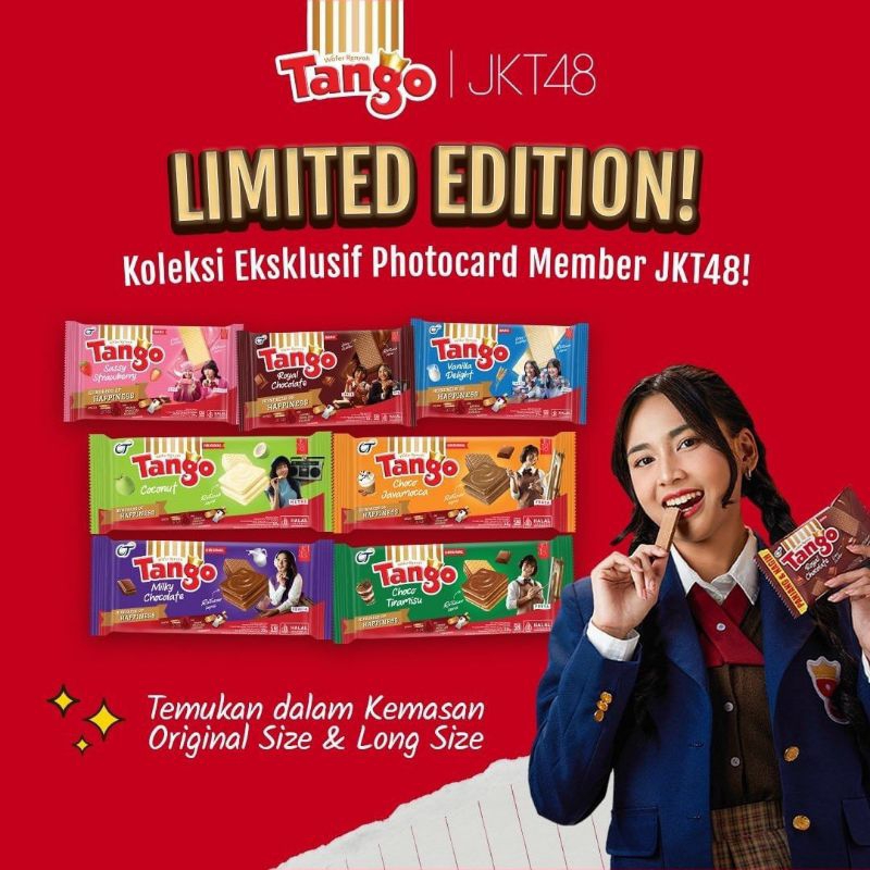 

Wafer Tango x JKT48 35g 14pcs (10 bonus 4) limited of happiness