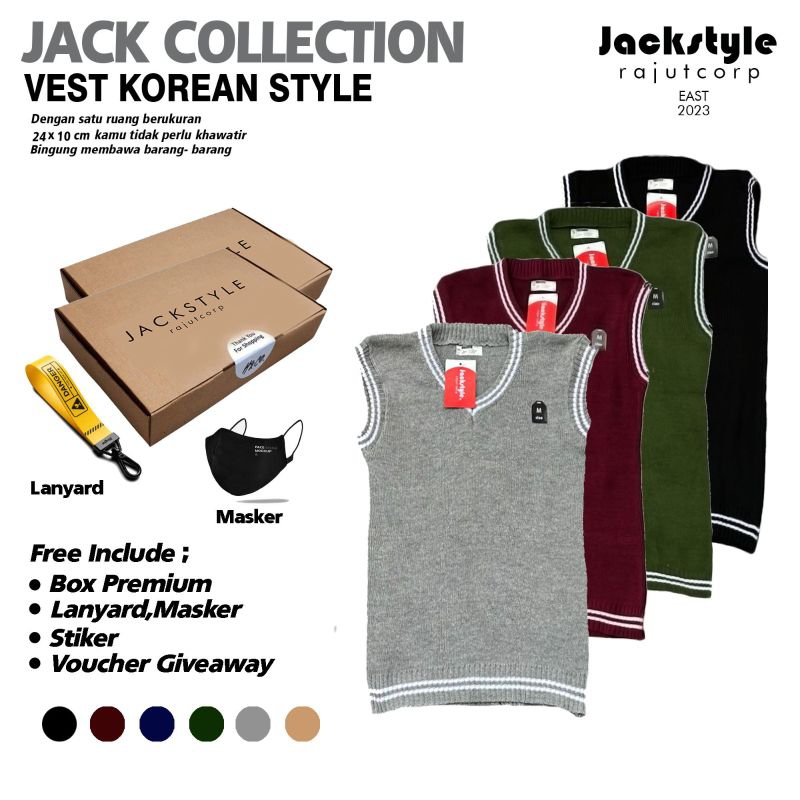 Vest Knit Premium School | Rompi Rajut Strip Polos Pria Korean Style Casual Tebal