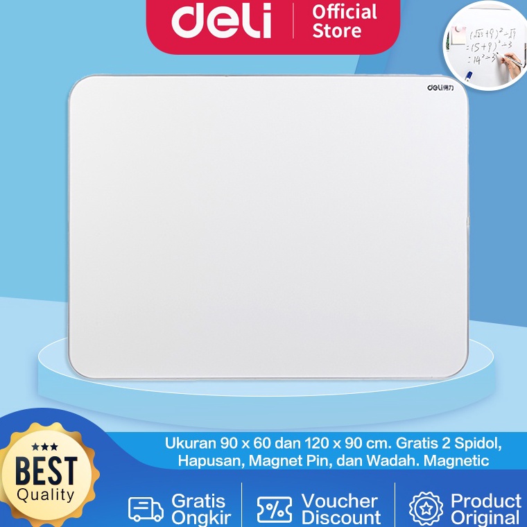 

KODE M7T Deli Magnetic White Board Papan Tulis Putih Magnet Gratis Spidol Hapusan Magnet Pin Wadah 52X