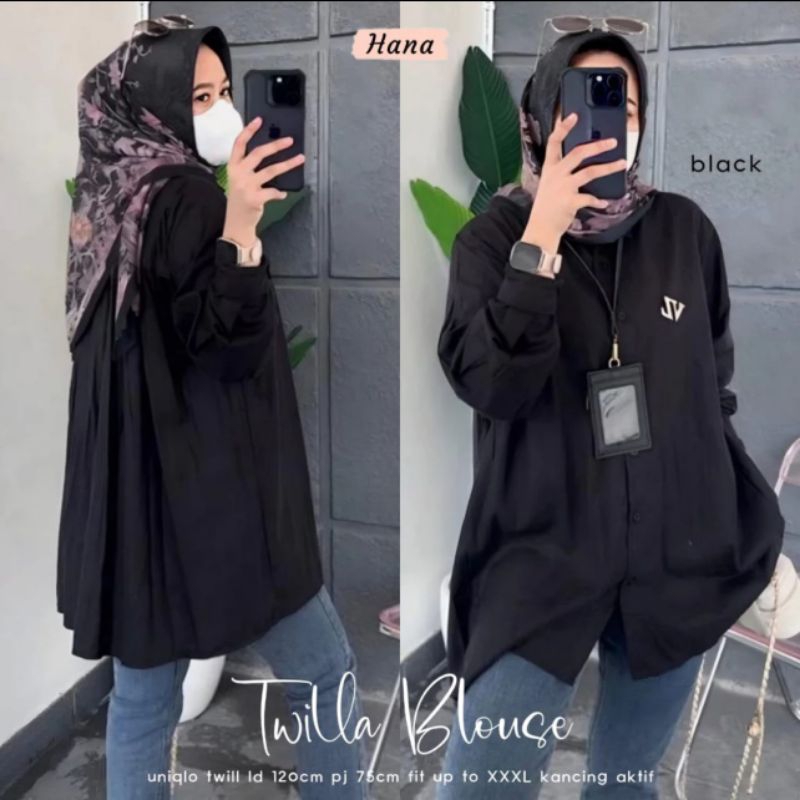 ATASAN WANITA TWILLA BLOUSE / BLOUSE JUMBO TWILL UNIQLO / ATASAN WANITA OVERSIZE LD 120CM / ATASAN P