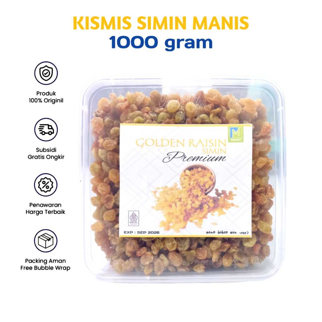 

Kismis Manis Premium 1kg I Golden Raisin Simin Kemasan Mika