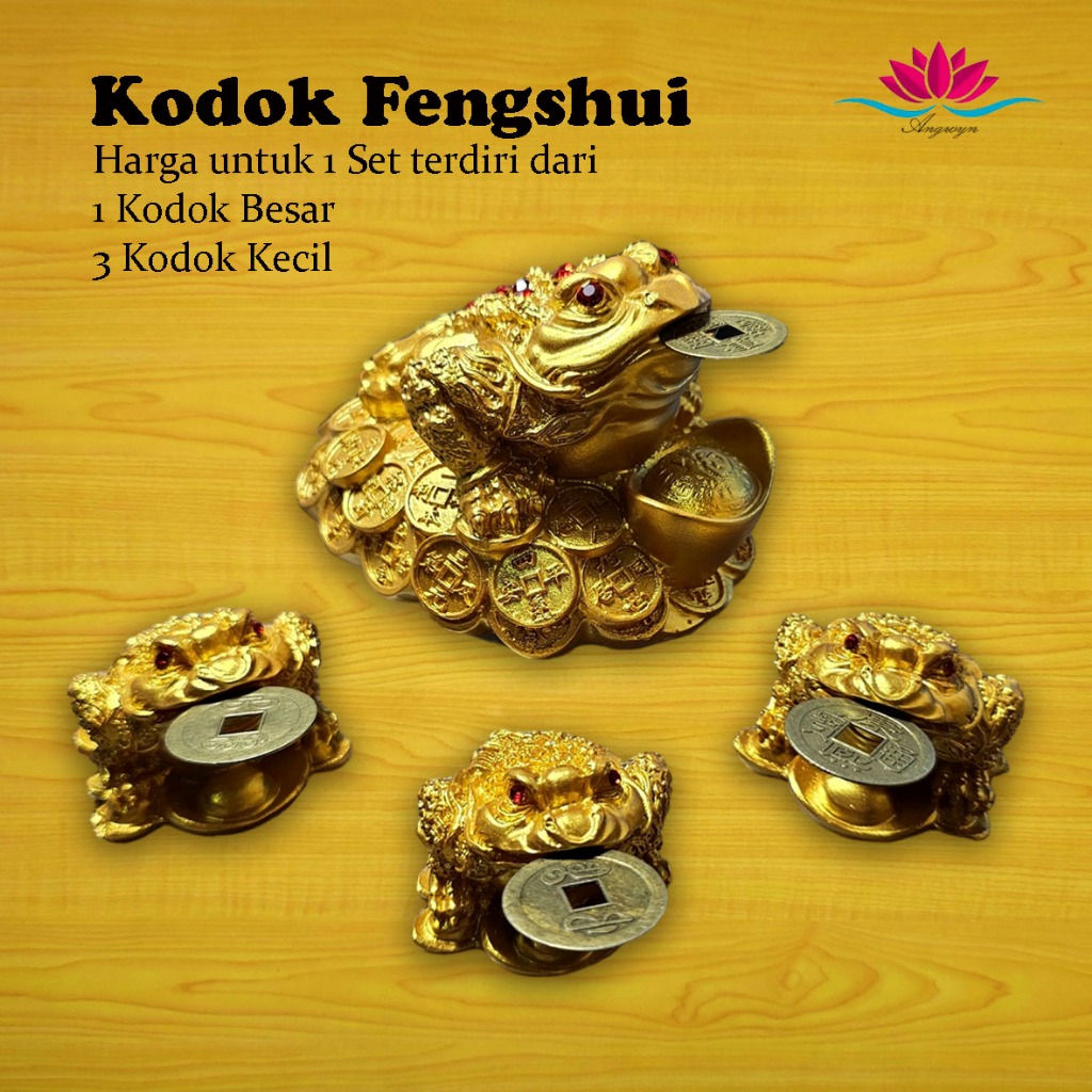 Kodok Fengshui / Kodok Emas Kaki Tiga 1 Set