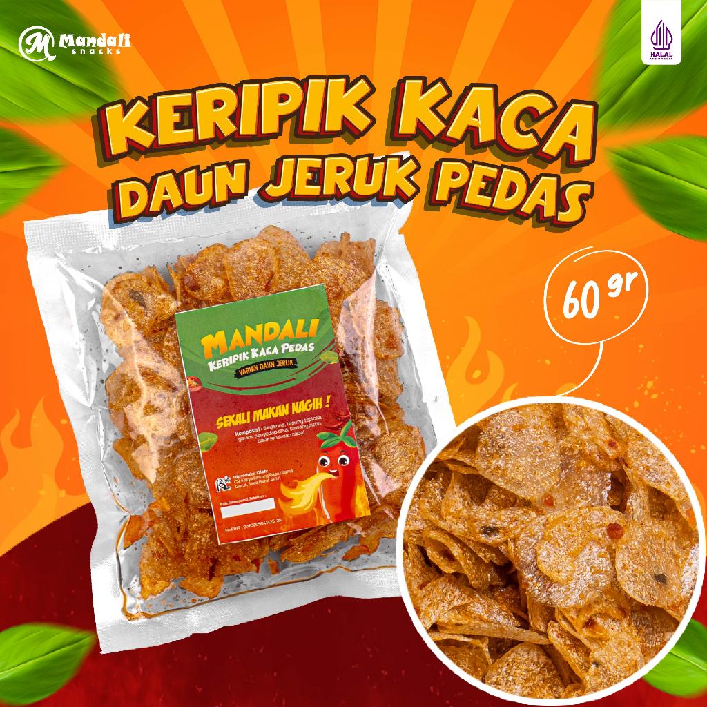 

KERIPIK KACA DAUN JERUK PEDAS MANDALI 60 GR GURIH RENYAH