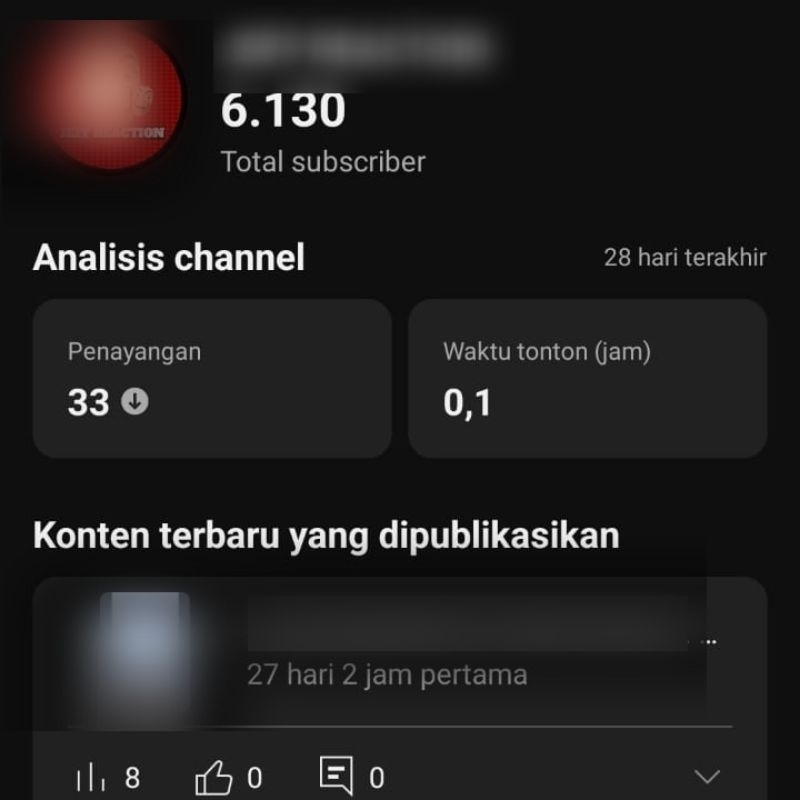 AKUN YOUTUBE 6.100 Subscriber (Reaction) Akun Tahun 2023