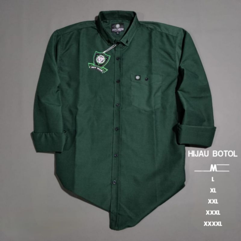 Kemeja Hijau Pria Lengan Panjang Formal Kemeja Polos Pria Casual Hem Kantor Baju Kerja Pria Dewasa W