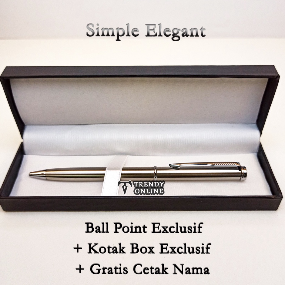 

KODE W12I Pulpen Stainless Exclusive FREE GRAFIR Custom Cetak Nama dan Box Exclusif Pen Stainles Ball point Bolpoin Stainles Black Doff