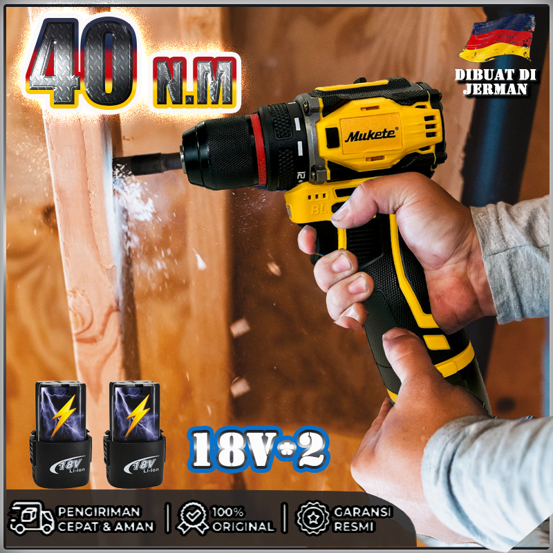 Mukete 18V 3in1 bor brushless mesin bor baterai bor listrik bor mini Mesin Bor Baterai Cordless Bor 