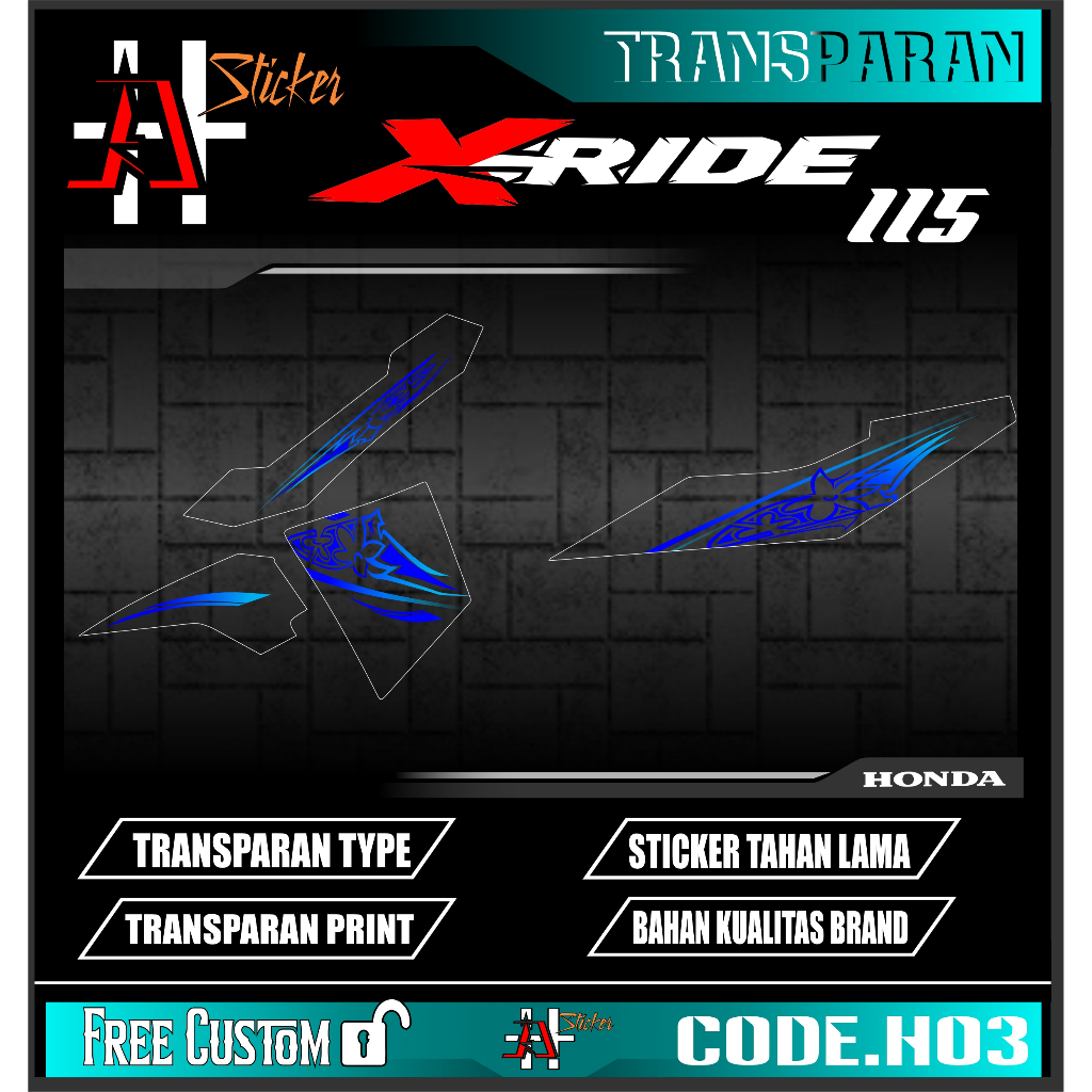 

STRIP[ING TRANSPARAN XRIDE 115 STICKER MOTIF Transparan AHS H03