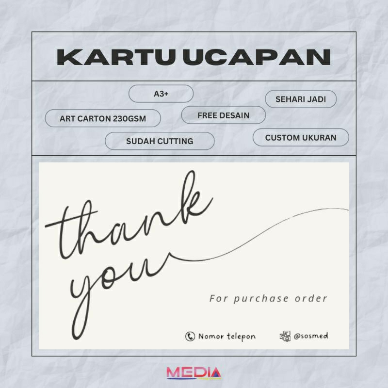 Thank You Card Ucapan Terimakasih Souvenir Online Shop Custom Desain