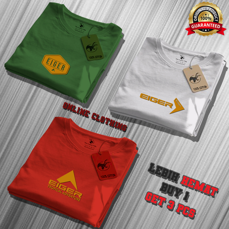 1 Paket isi 3 pcs Kaos Egr Pria Wanita 100% Cattun / Kaos Paket Usaha Harga Lebih Murah/ Baju Kaos